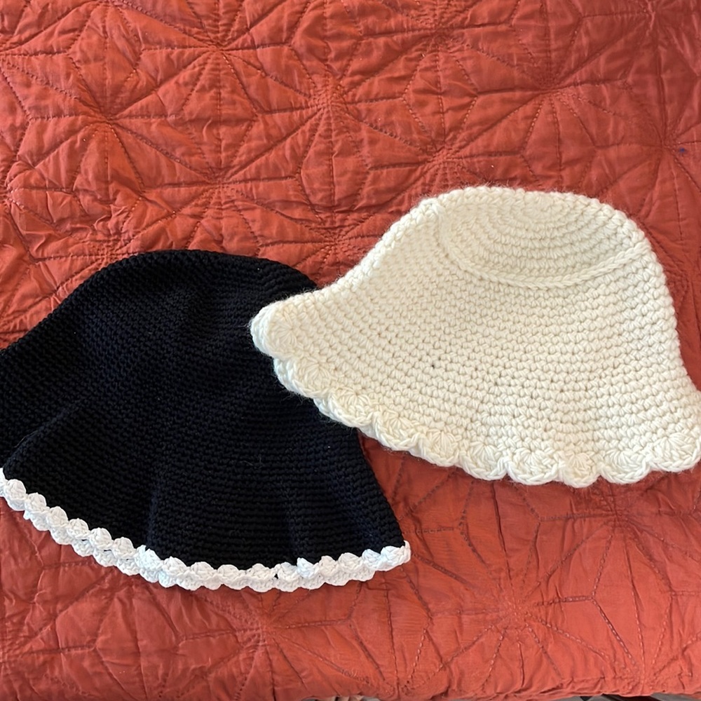 Set of Two Crotchet/Knit Bucket Hats